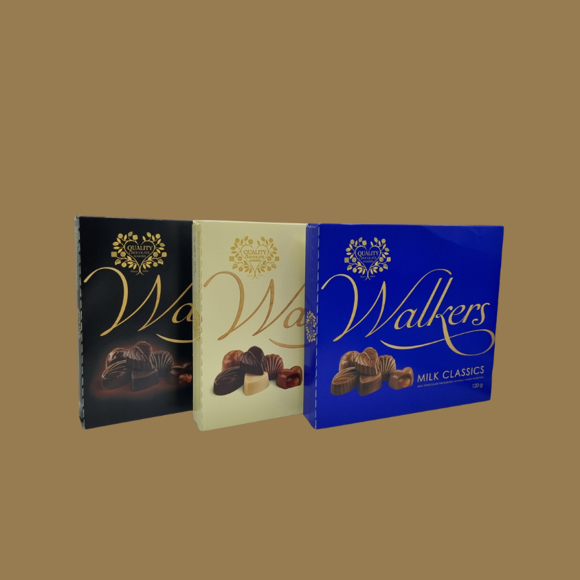 Elegantly presented Walkers Chocolate Gift Box on a festive table.