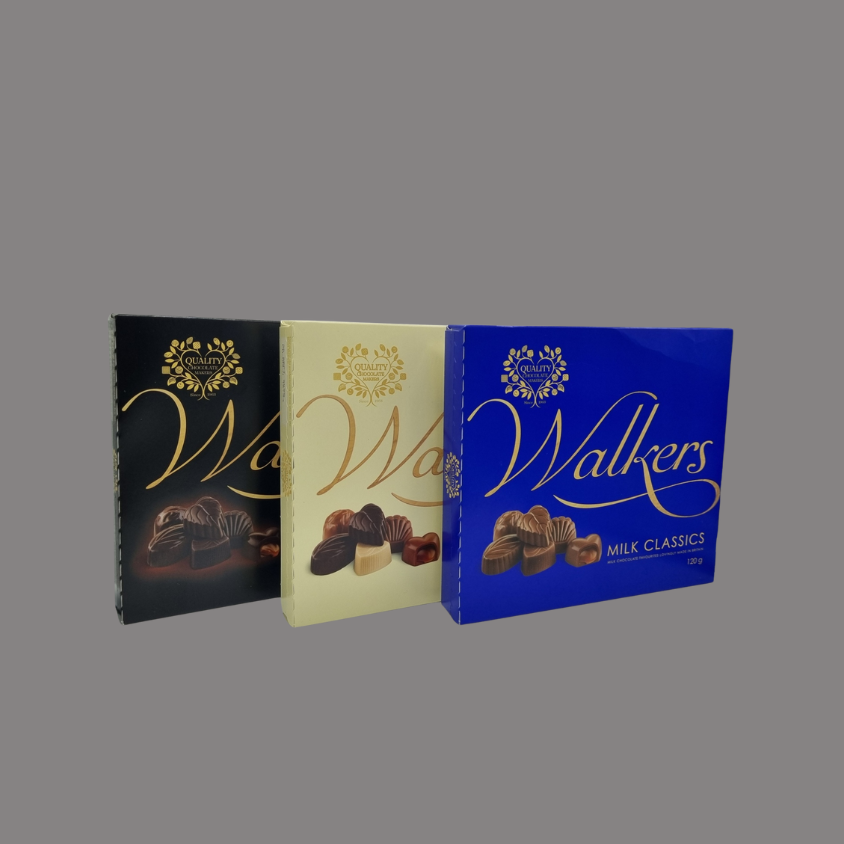 Elegant Walkers Dark Classics Gift Box placed on a festive table.