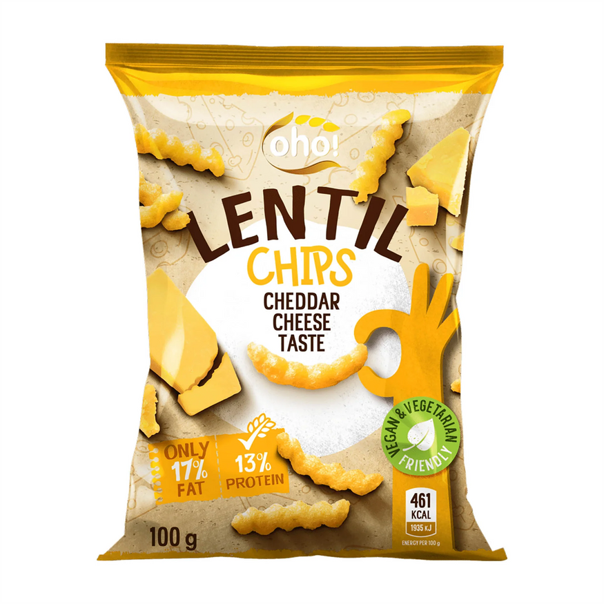 Oho Lentil Crisps with Cheddar Cheese 5 x 100g