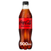 Pack of twelve 500ml Coca-Cola Zero plastic bottles with black labels and red logo, shrink-wrapped retail pack for GB