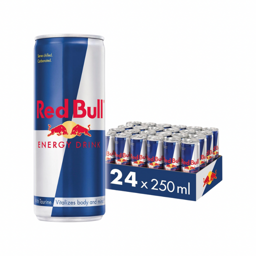 24-pack of Red Bull Original 250ml cans stacked neatly