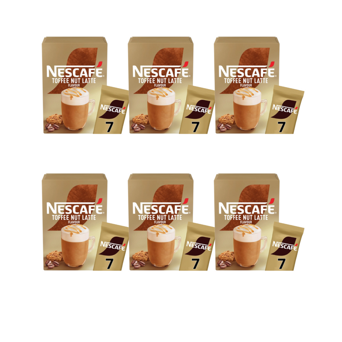 Nescafe Toffee Nut Latte Instant Coffee 7 Sachets 130.2g (Pack of 6)