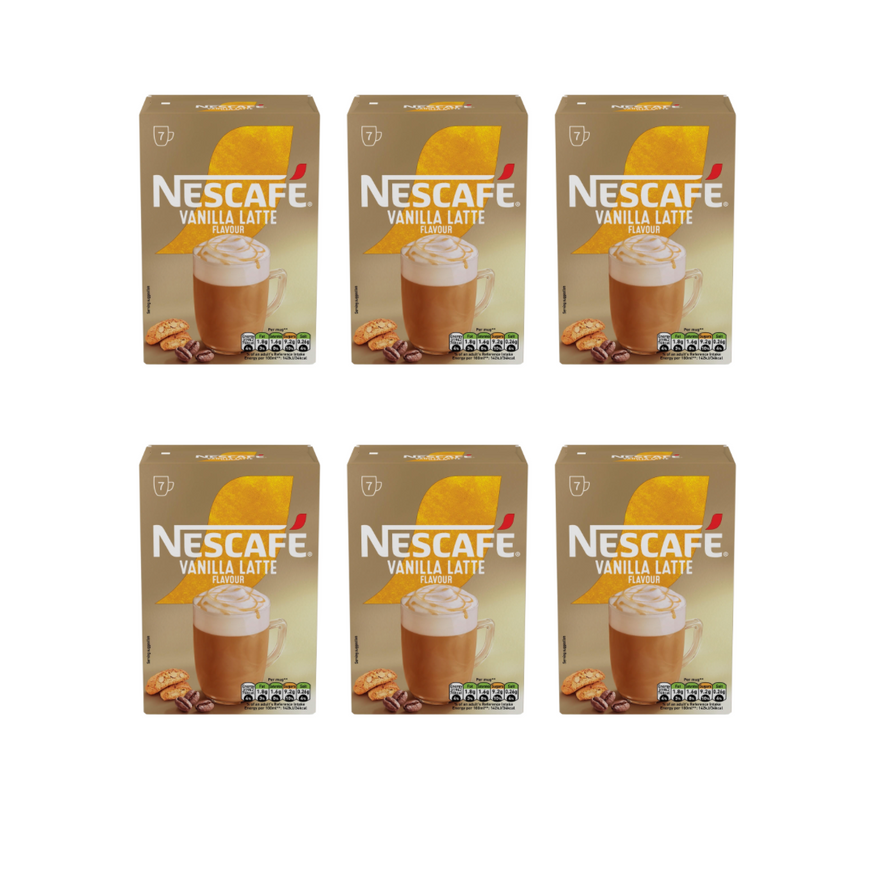 Nescafe Vanilla Latte Instant Coffee 7 Sachets 129.5g (Pack of 6)