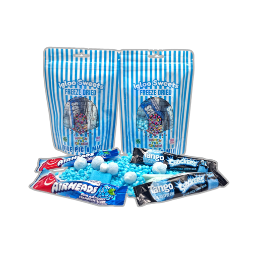 Blue Raspberry Freeze Dried Sweets in packaging