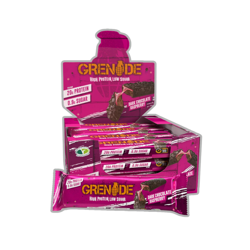Grenade Dark Chocolate Raspberry Protein Bar Package