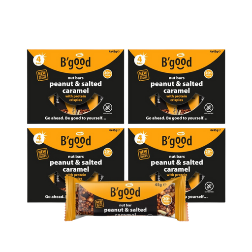 B'Good Peanut and Salted Caramel Protein Crisp Bars in 16-bar multipack