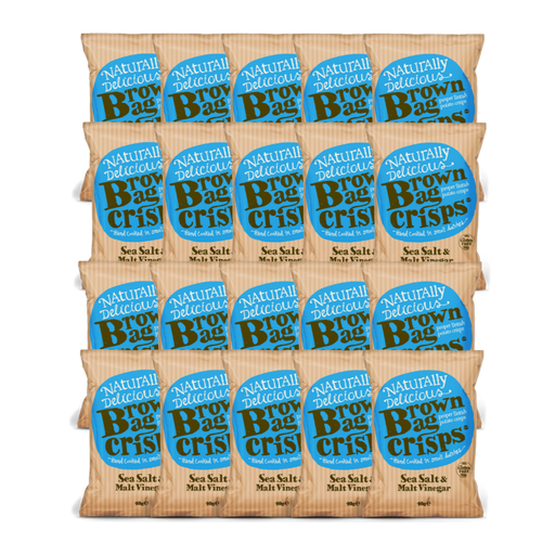 Pack of Brown Bag Crisps Sea Salt and Malt Vinegar British Potato Crisps 20x40g