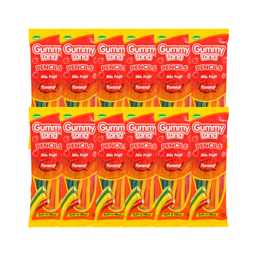 Gummy Land Pencils Mix Fruit Fizzy Sweets 150g - Tangy Fruit Variety