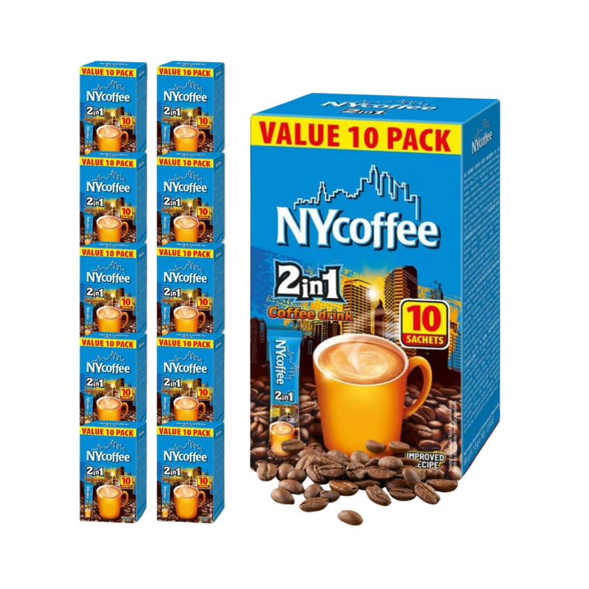 NY COFFEE 2 IN 1 sachets box front view