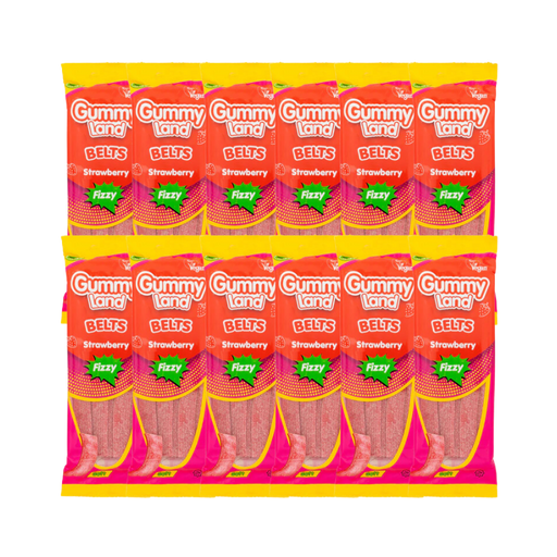 Gummy Land Strawberry Fizzy Belts Sweets 150g - Sweet and Tangy Candy