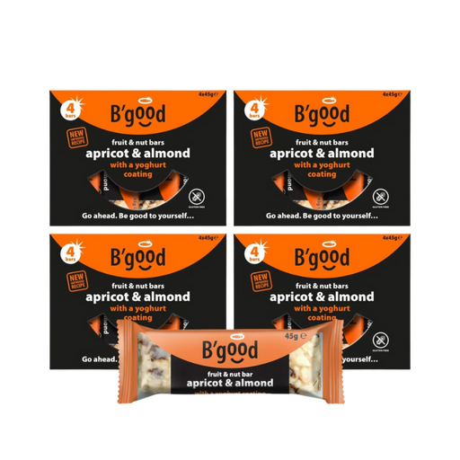 B'Good Apricot and Almond Yoghurt Bars, gluten-free snack bars in a 16-pack