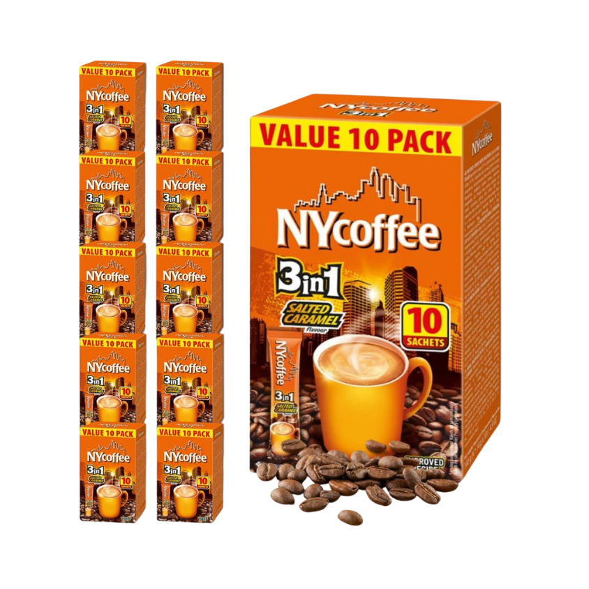 NY COFFEE 3 IN 1 Salted Caramel sachets box front view