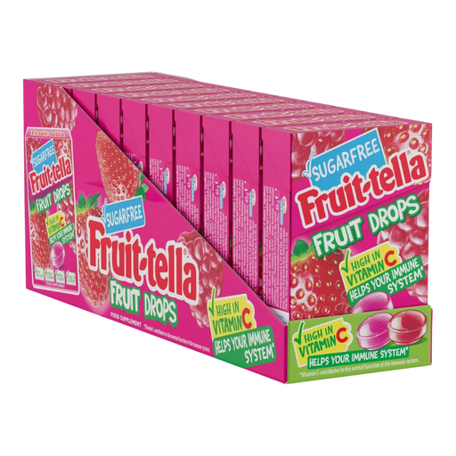 Fruittella Sugar-Free Fruit Drops, Red Berry Mix - 10 x 43g Boxes