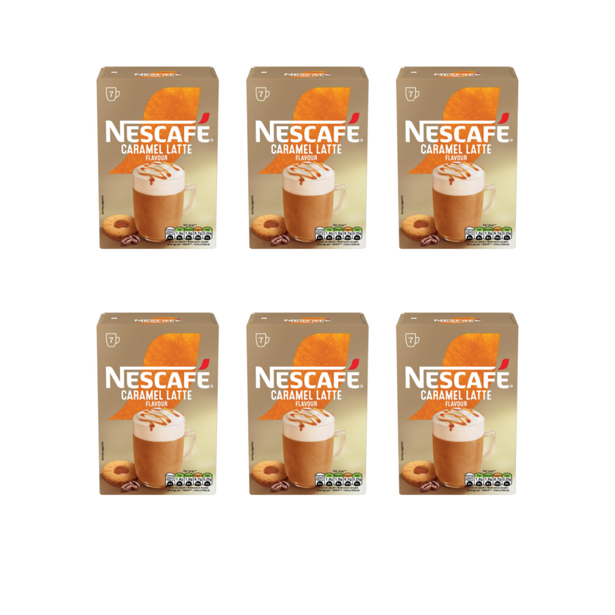 Nescafe Caramel Latte Instant Coffee 7 Sachets 119g (Pack of 6)