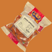 Packaged dried apricots with a visible brand logo on an orange background
