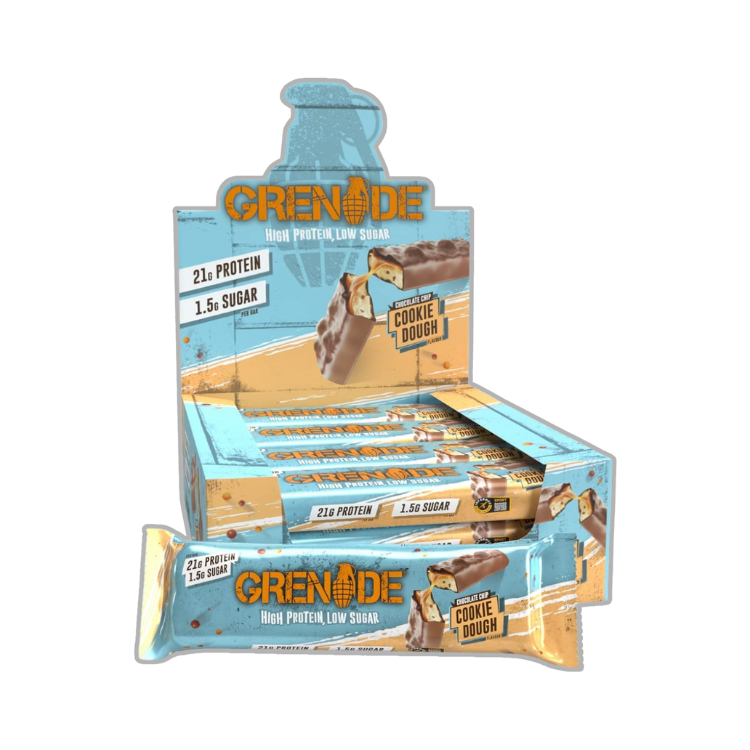 Grenade High Protein Chocolate Chip Cookie Dough Protein Bar (Pack of 12)