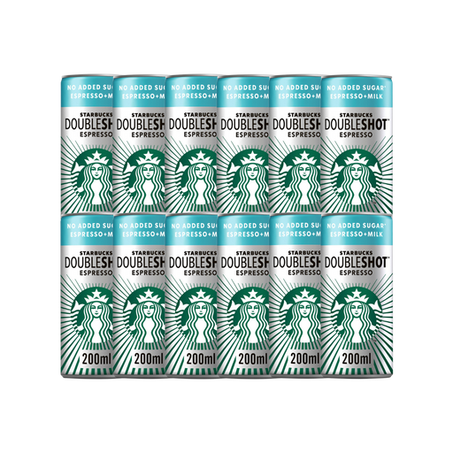 Front view of a single Starbucks DoubleShot Espresso No Added Sugar 200ml can on white background