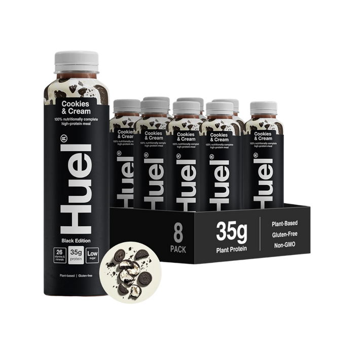Huel Cookies & Cream Black Edition meal drink 500ml pack of 8