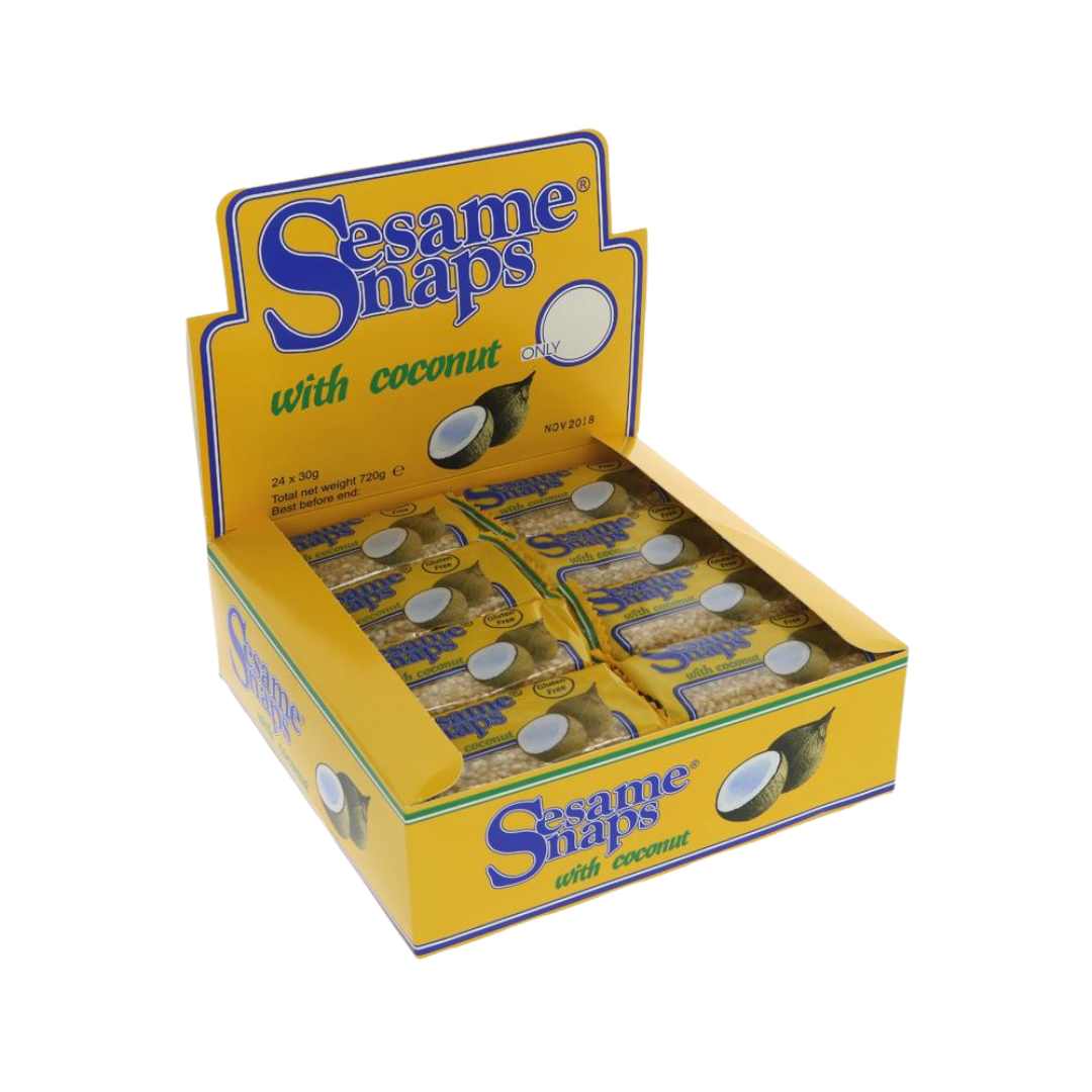 Sesame Snaps with Coconut 24 Pack | Gluten Free Crunchy Snack Bars ...