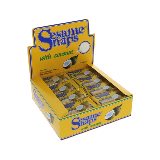 Box of Sesame Snaps with Coconut 24 gluten free bars
