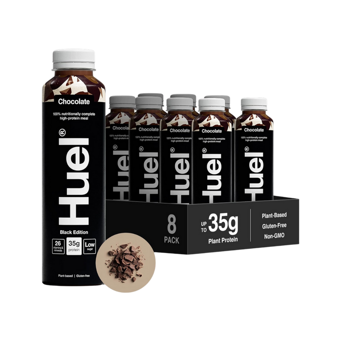 Huel Chocolate Black Edition complete meal drink pack of 8 bottles