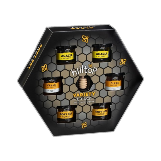 Hilltop Honey Christmas Giftset featuring 6 unique honey varieties