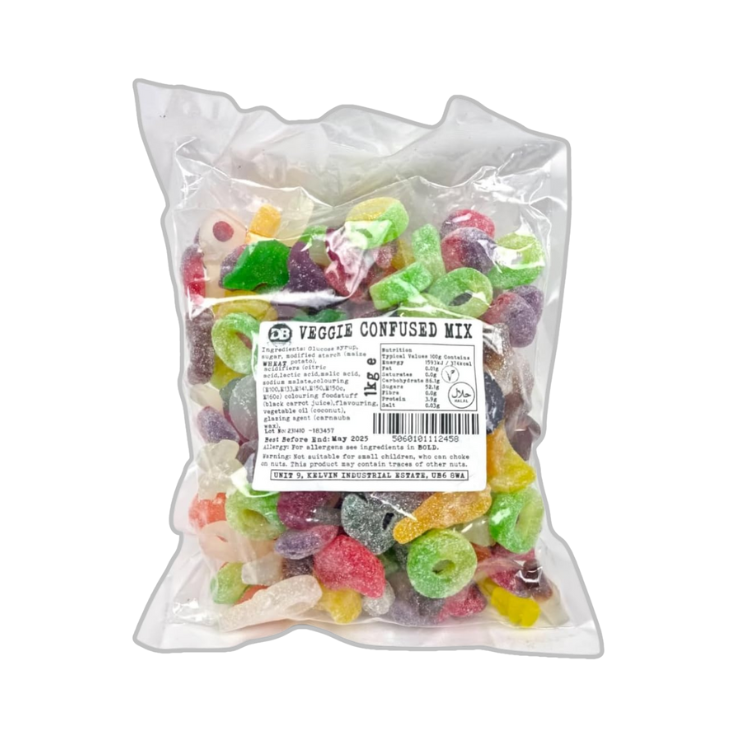 1kg bag of Vegetarian Confused Pick & Mix Sweets with 15 varieties