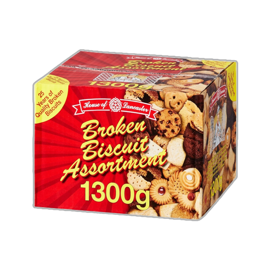 Close-up view of House of Lancaster Broken Biscuits Assortment 1.3kg.