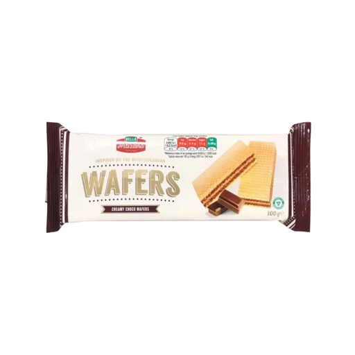 Stack of creamy chocolate wafers on a plate