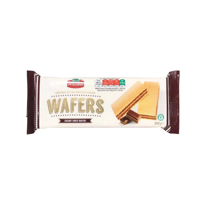 Stack of creamy chocolate wafers on a plate