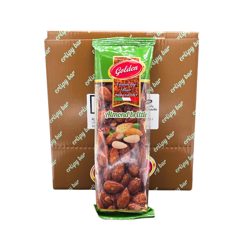 Close-up of Golden Crunchy almond brittle texture