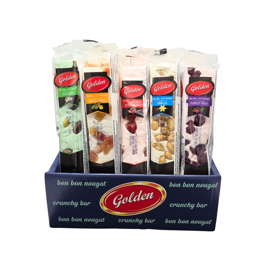 Golden Crunchy Assorted Soft Nougat Bars 100g (Pack of 25)