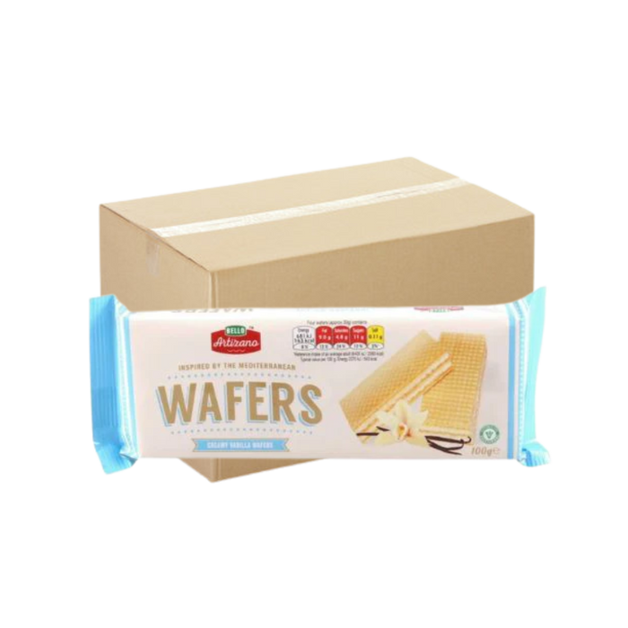 Bello Artizano Creamy Vanilla Wafers 100g box with vanilla cream layers
