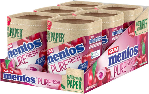 MENTOS Cherry 6 x 50 pieces multipack — six red packs each containing 50 cherry-flavored chewy candies in branded packaging