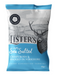 12-pack box of Listers Crisps Sea Salt (12 x 40g) showing the front label and twelve individual 40g bags inside