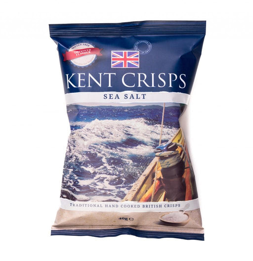 Kent Crisps Sea Salt 150g x10 — retail multipack box containing ten 150g bags of sea salt flavored potato crisps, bulk snack pack for parties and stores
