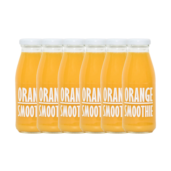 Bottle of Pressuice Orange Smoothie 240ml displayed on a wooden table