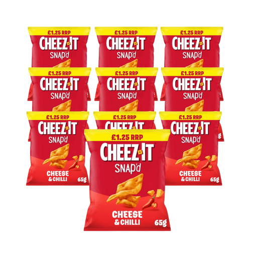 Cheez-It Cheese & Chilli Crackers pack with vibrant packaging.