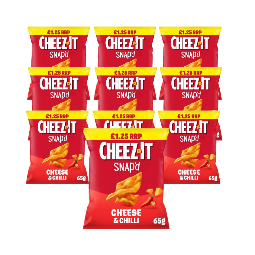 Cheez-It Cheese & Chilli Crackers pack with vibrant packaging.